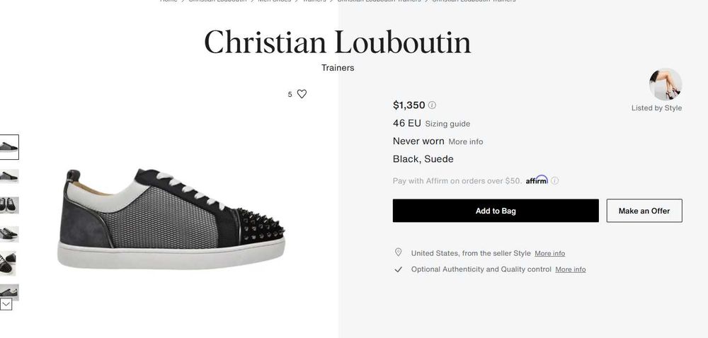 Christian Louboutin Louis Junior Spikes Orlato Flat Black