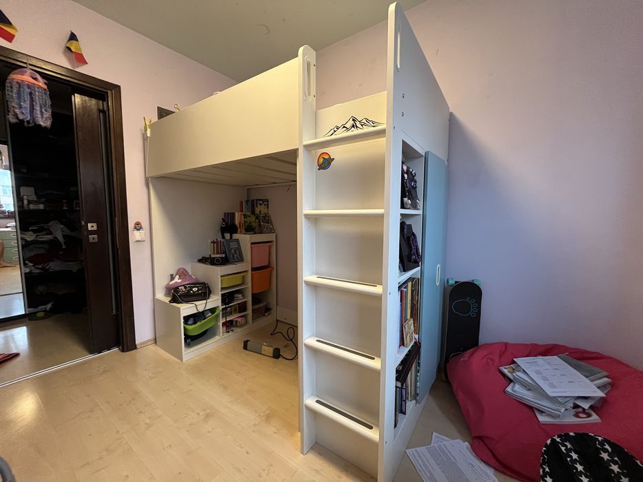 Pat suprapus alb IKEA Smastad 200x90 cm