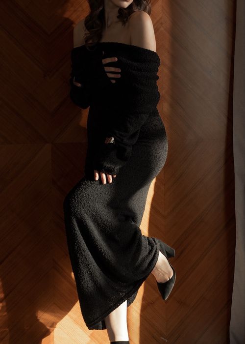 Черное платье текстиль