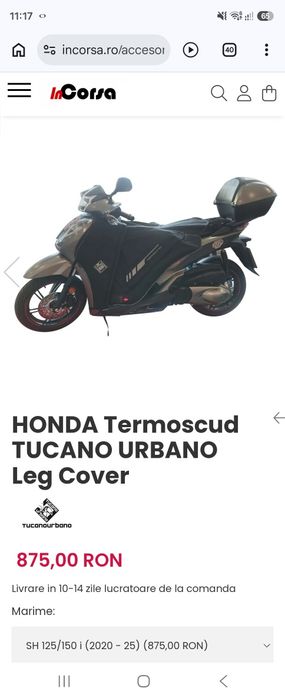 Husa moto originala de picioare TERMOSCUD® cu blăniță scuter, motocicleta (ca nouă)