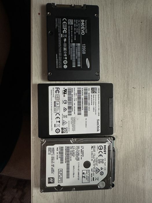 M2 SSD 256gb, HDD 1TB, SSD 120gb Sata