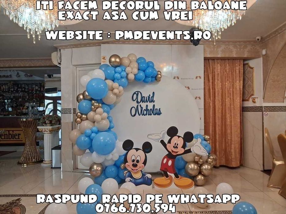 Arcada baloane Decor botez Photocorner aniversare Panou gender reveal Vocea bebelusului Panou foto botez Baloane heliu