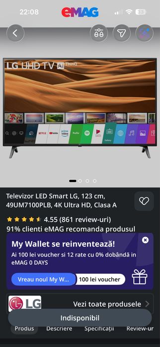 Smart TV 49’ LG led