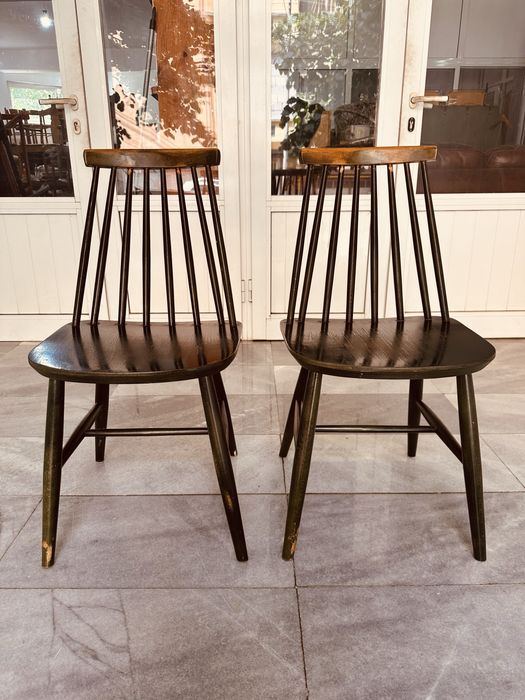 Редки шведски spindle-back столове 60-те | Original label | Nordic Design