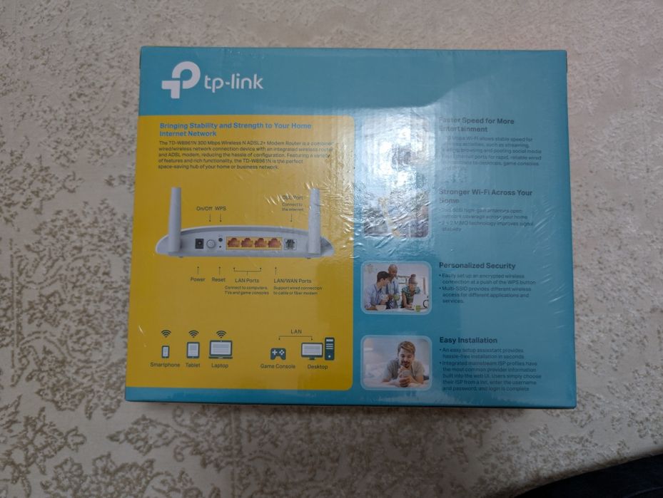 Беспродной модем роутер ADSL2+ tp-link