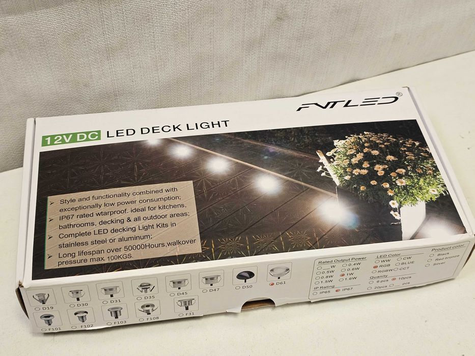 Set 10 Spoturi LED Incastrate Deck Light 12V 1W RGB IP67 Exterior FVTLED D61