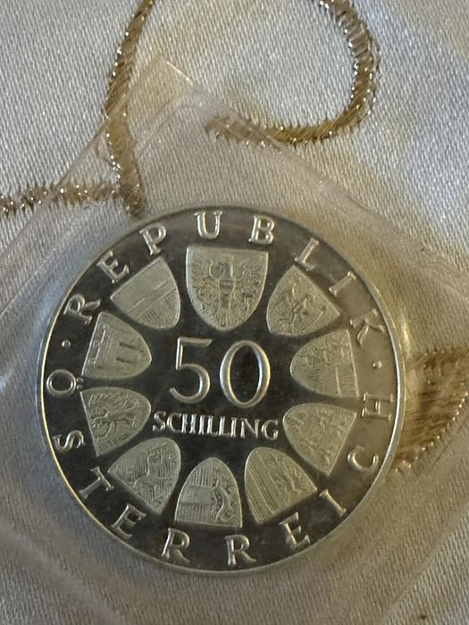 Monedă Argint 50 Șilingi Austria 1971 - Julius Raab