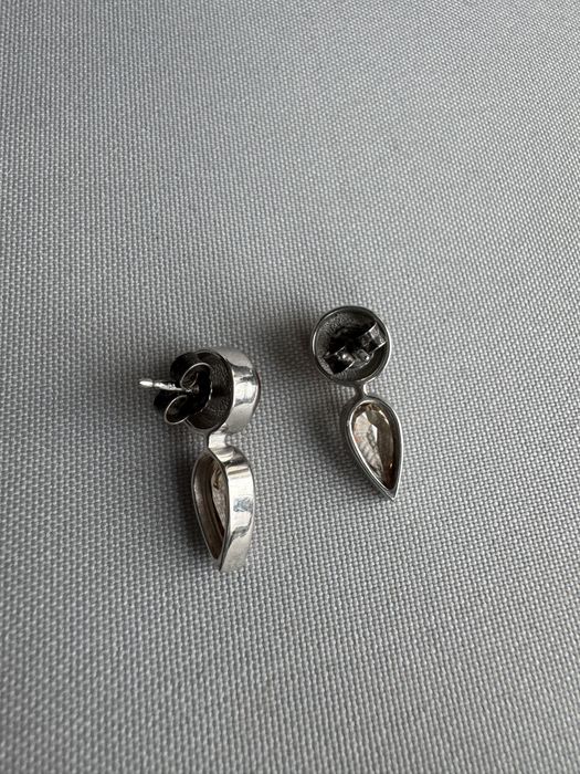 Cercei din argint, chihlimbar si zircon