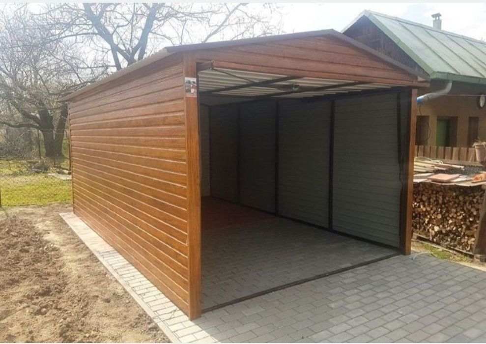 Garaj metalic nou, disponibil în variante de dimensiuni simple și duble.
