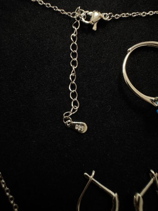 Set argint lanț + inel + cercei