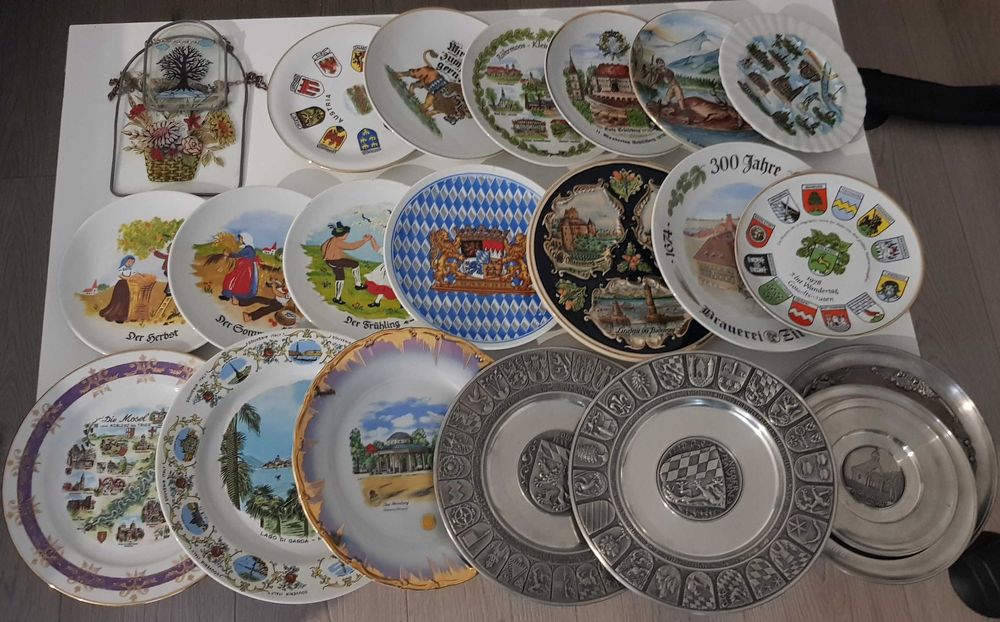 Pahare și farfurii, piese decorative din zinc și farfurii ceramice