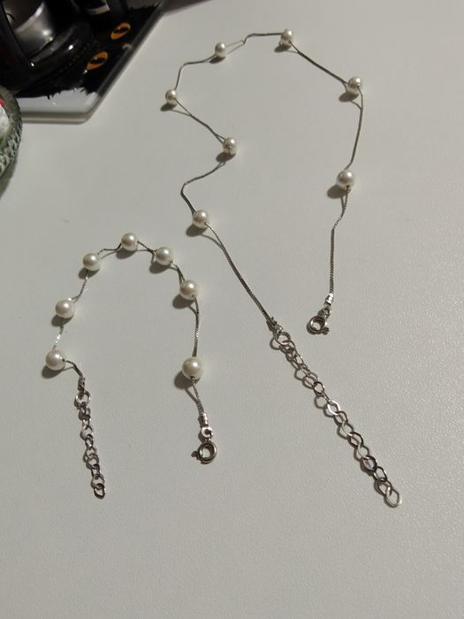 Set argint 925 rodiat cu perlute