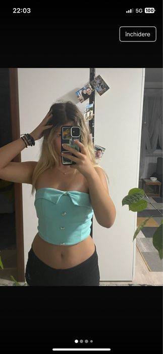 Top smart-casual turcoaz