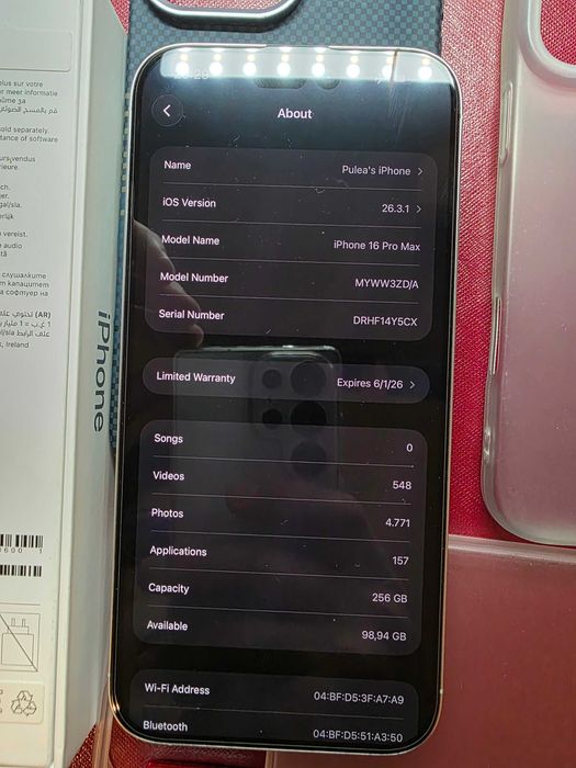 iPhone 16 Pro Max White Titanium stare perfecta