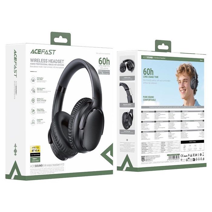 Casti Wireless Bluetooth 5.3, IPX4, Hi-Fi, Acefast, negru