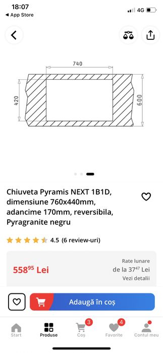 Chiuveta bucatarie granit Pyramis