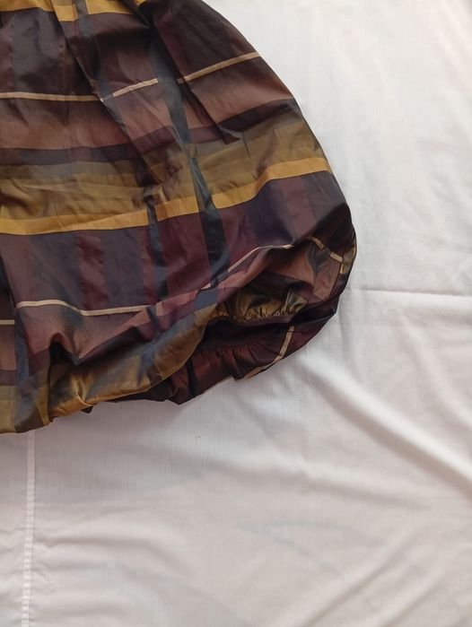 Rochie tip balon, cu dungi în nuanțe de maro/auriu – mărime S/M