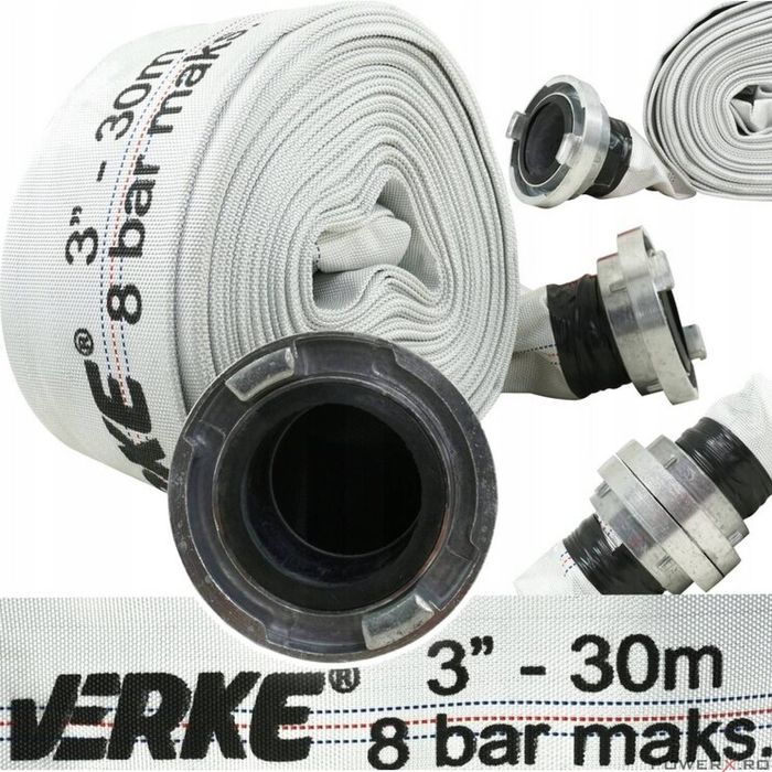 Furtun apa irigatii tip pompieri 8 bari, 3" toli 30 metri Verke