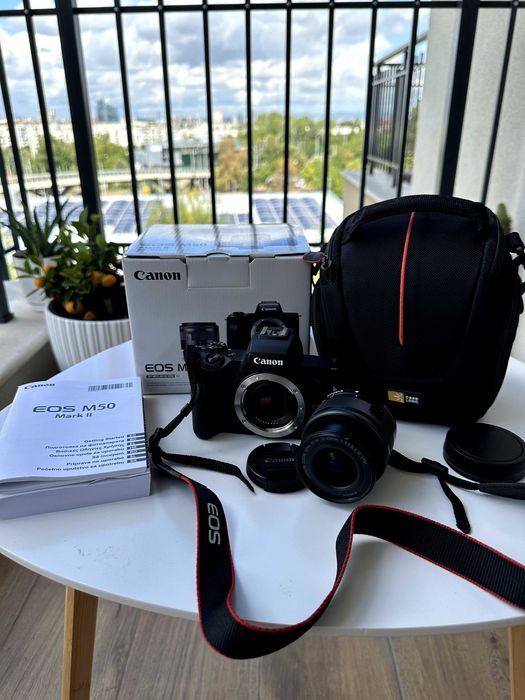 Фотоапарат Canon - EOS M50 Mark II, M15-45mm, черен + ПОДАРЪК чанта