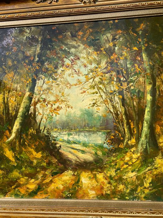 Tablou PEISAJ – PADURE, TOAMNA 110cm x 80cm, rama spectaculoasa lemn