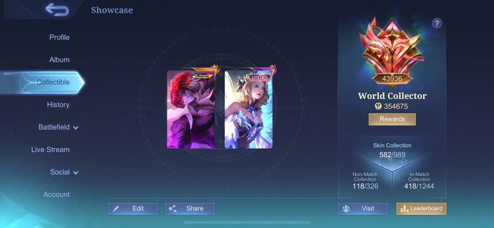 Акки Mobile legends 280к и выше