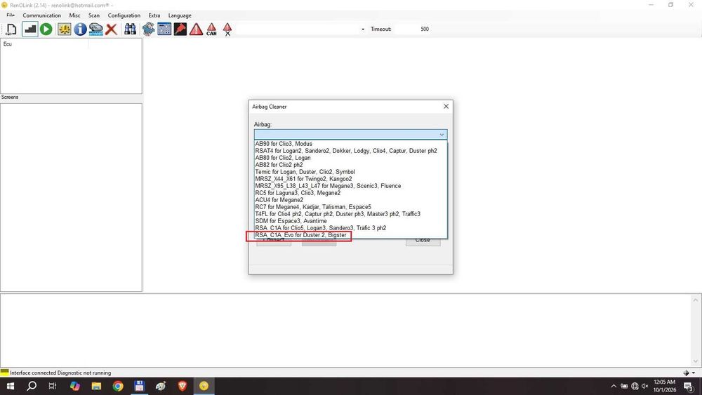 Interfata vLinker FS cu licenta Renolink v2.14 database 2024 + ddt4all
