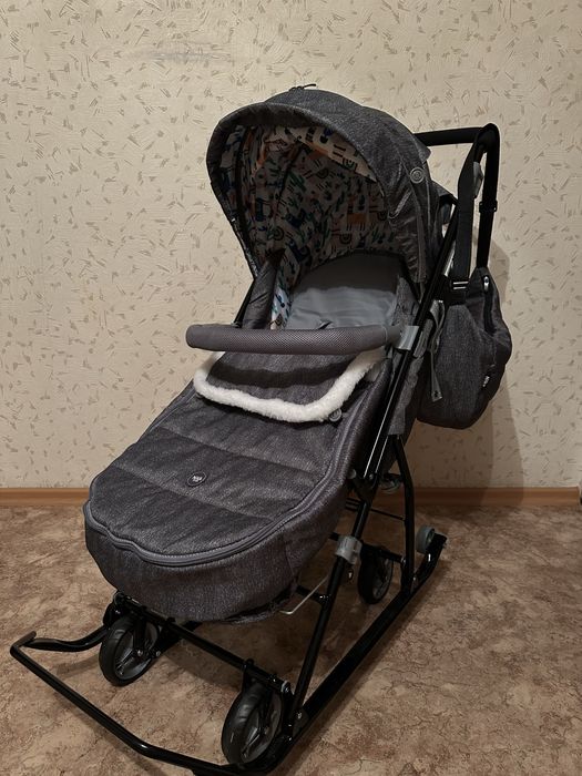 Санки коляска серые