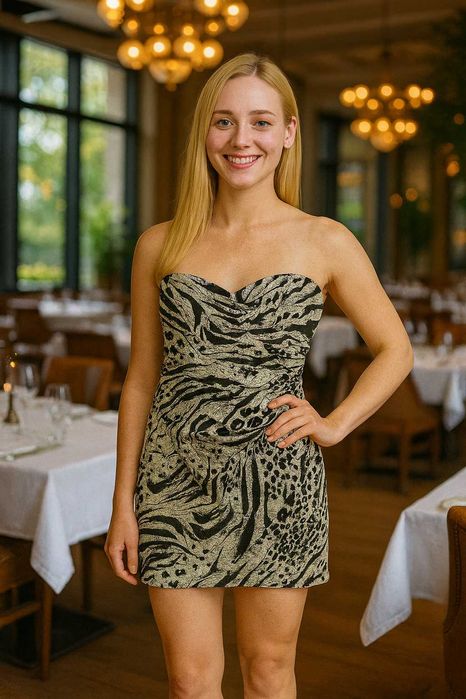 Lipsy London рокля с  бюстие и животински принт и набори EU 40