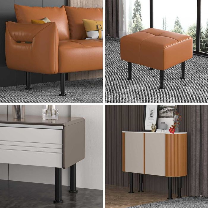 Picioare Metalice Reglabile Mobilier 18-30 cm Set 4 Buc Negre