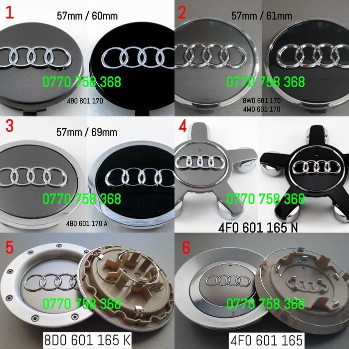 Capace jante aliaj AUDI embleme ROTI