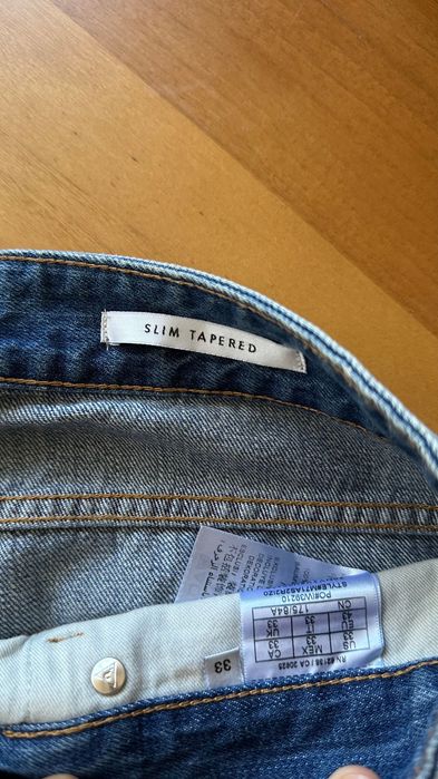 мъжки дънки GUESS Slim Tapered (Светлосини с ефектни протривания) – W33