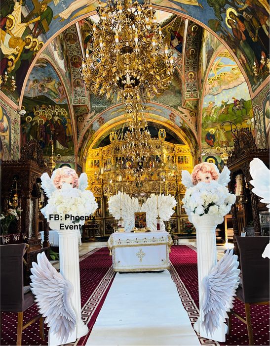 Aranjament cristelnita decor biserica botez tematica decoratiuni flora