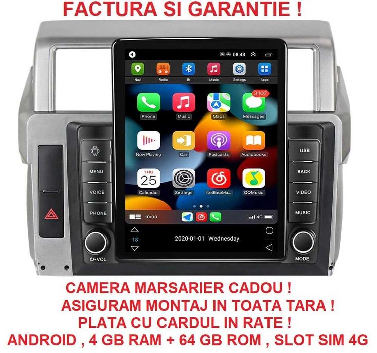 Navigatie Toyota Land Cruiser Prado 2014 - 2020 Ecran TESLA 9.7 " 4GB