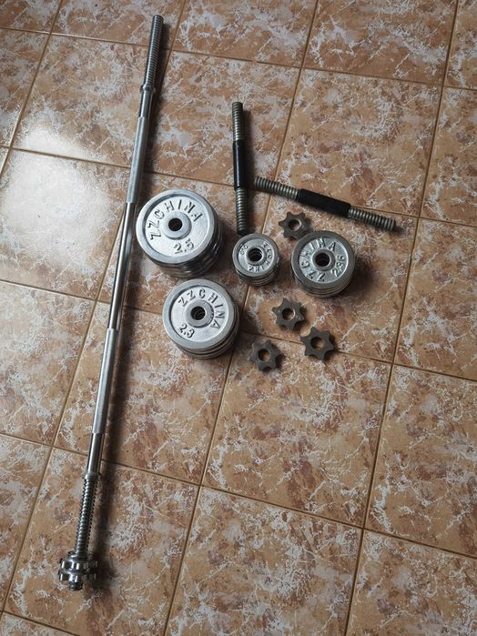 Продавам дъмбели и щанга