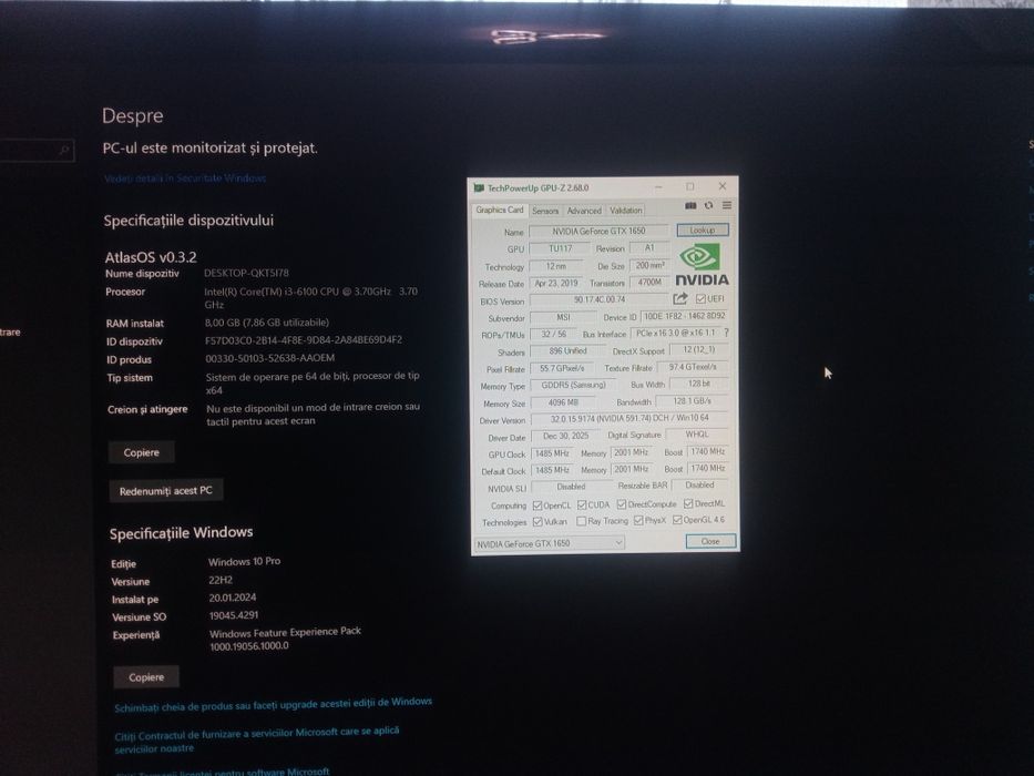 Unitate PC Gaming Gen 6 + GTX 1650 MSI