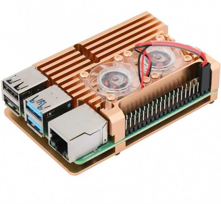 Carcasă aluminiu cu radiator / cooler (racire activă) pentru Raspberry Pi4