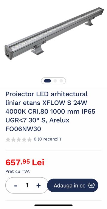Proiector liniar LED Arelux ext sau int 100 cm, aluminiu satinat