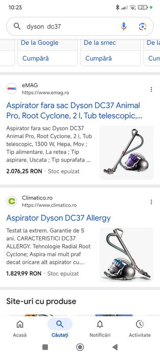 Aspirator fără sac Dyson DC 37