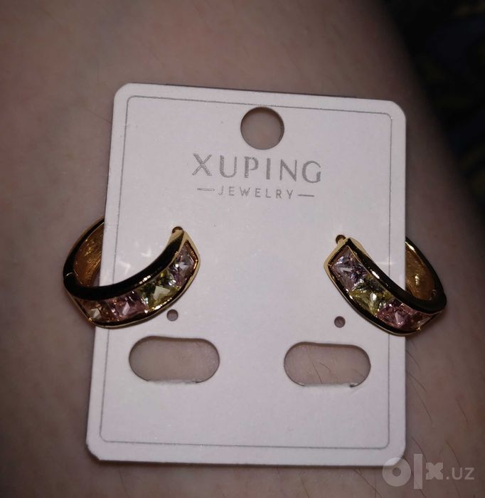 Серьги Xuping, с разноцветными фианитами