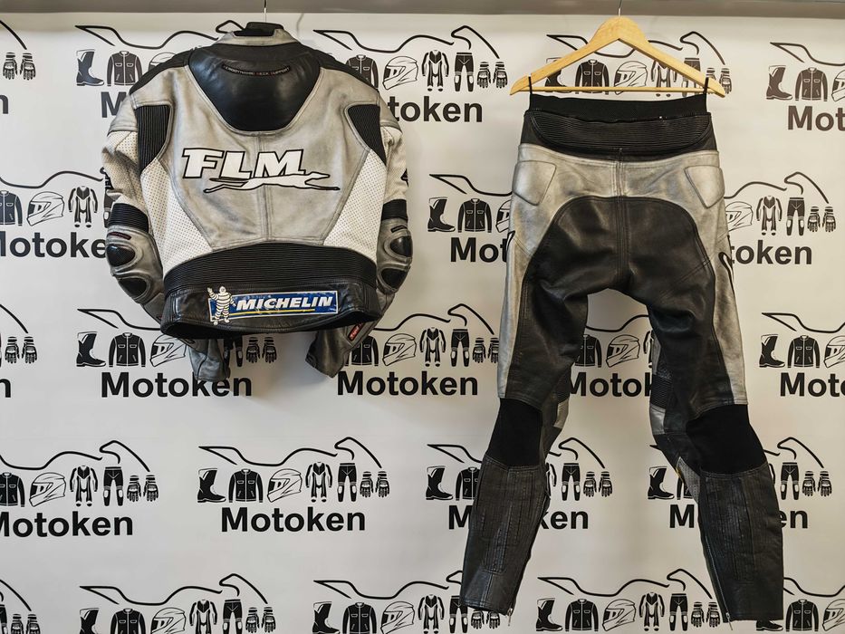 Costum moto piele FLM cu cocoasa marime 52