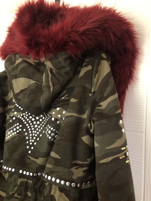 Geacă / Parka iarnă BSB Jeans cu blană artificială grena – Mărimea S