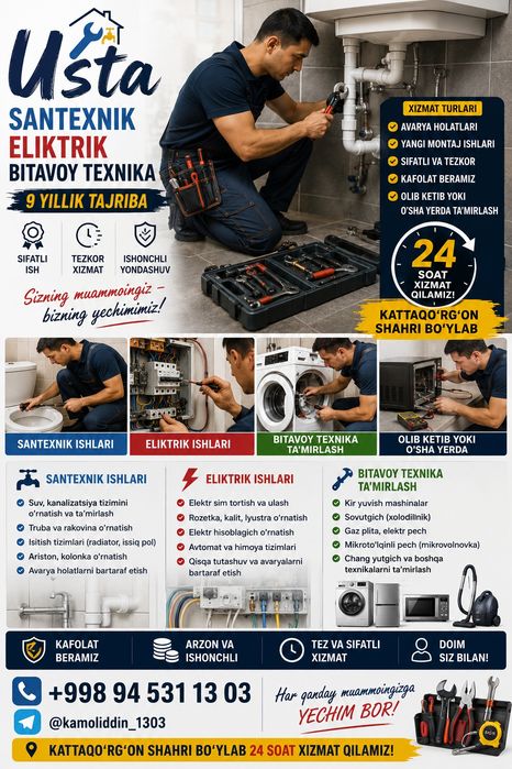 Santexnik eliktrik xizmatlari