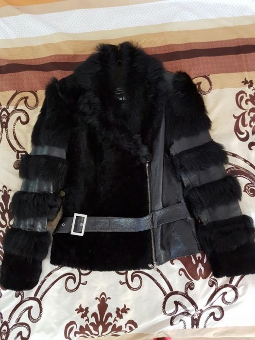 Haina de piele cu blana