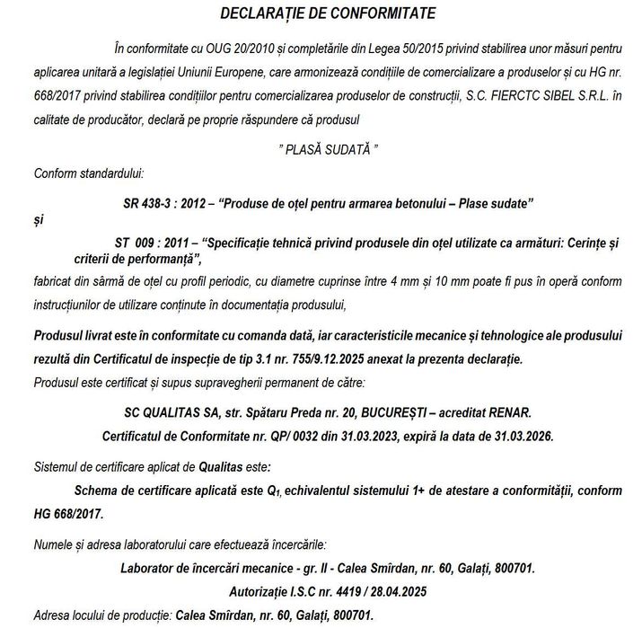 Plasă sudată oțel Ø8 mm – 2000×6000 mm, ochi 100×100