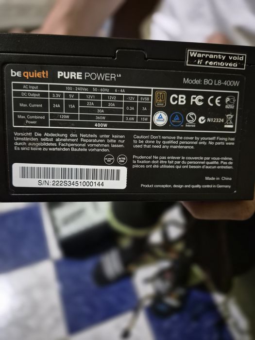 Sursă be quiet! PURE POWER L8 400W, 80+ Bronze