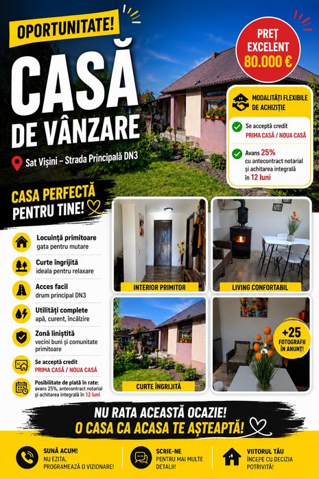 Casă complet mobilată și utilată de locuit permanent