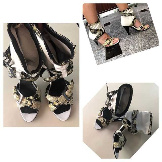 Sandale negre lăcuite, Guess, mărimea 37