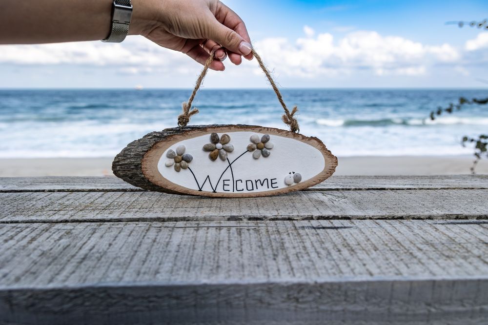 Ръчно изработена табела Welcome