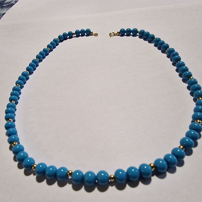 Colier superb Turquoise  natural  si Aur 18 K