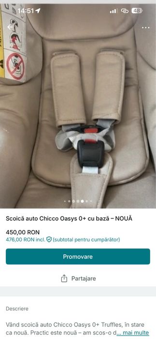 Scaun auto Chicco Oasys Truffles 0luni+